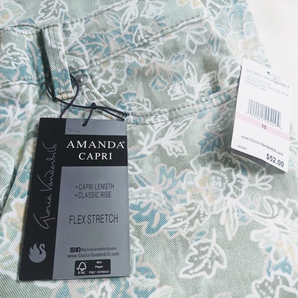 NWT Gloria Vanderbilt Floral Amanda Capri Jeans Size 10 - Picture 4 of 7